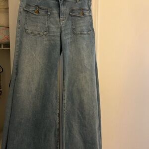 Free People Blue Wide-Leg Jeans